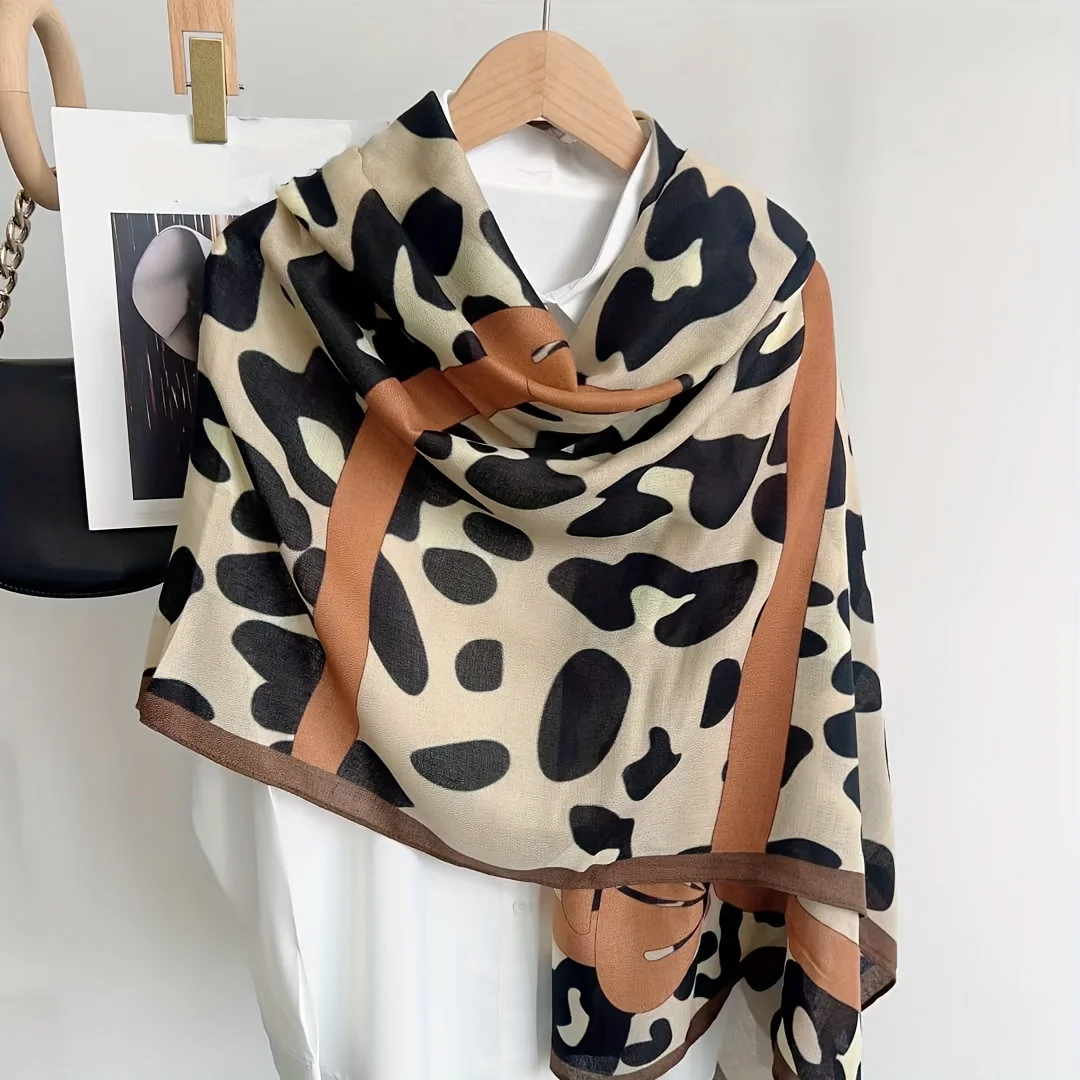 

2024 New Fashion Leopard Print Scarf Sun Protection Shawl Wraps Foulard Female Women Soft Breathable Scarves