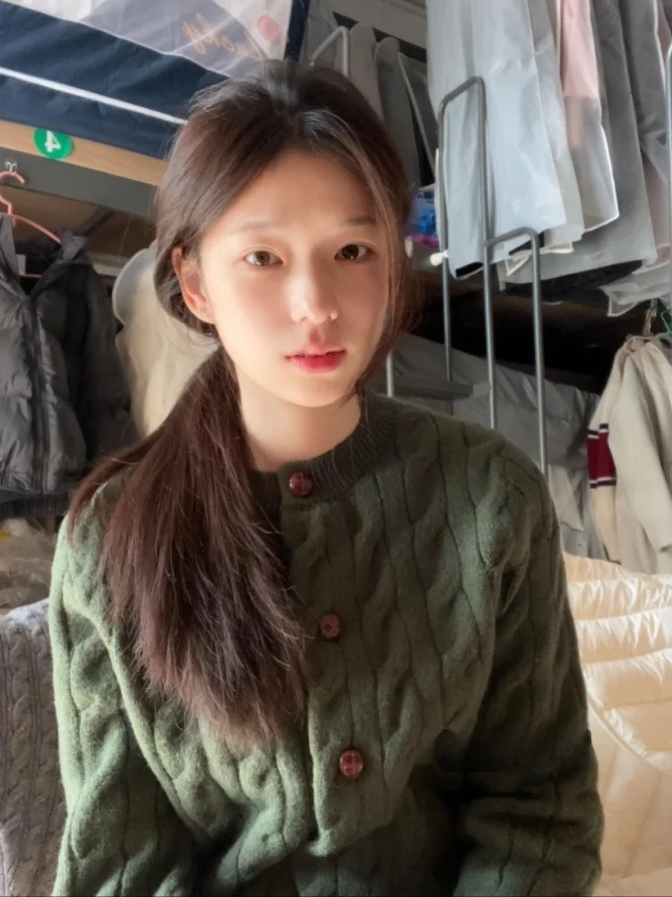 

Eeni Twisted вязаный свитер, кардиган, женский мягкий уютный высококачественный ретро-свитер в Корейском стиле, зимняя верхняя одежда Long Sve