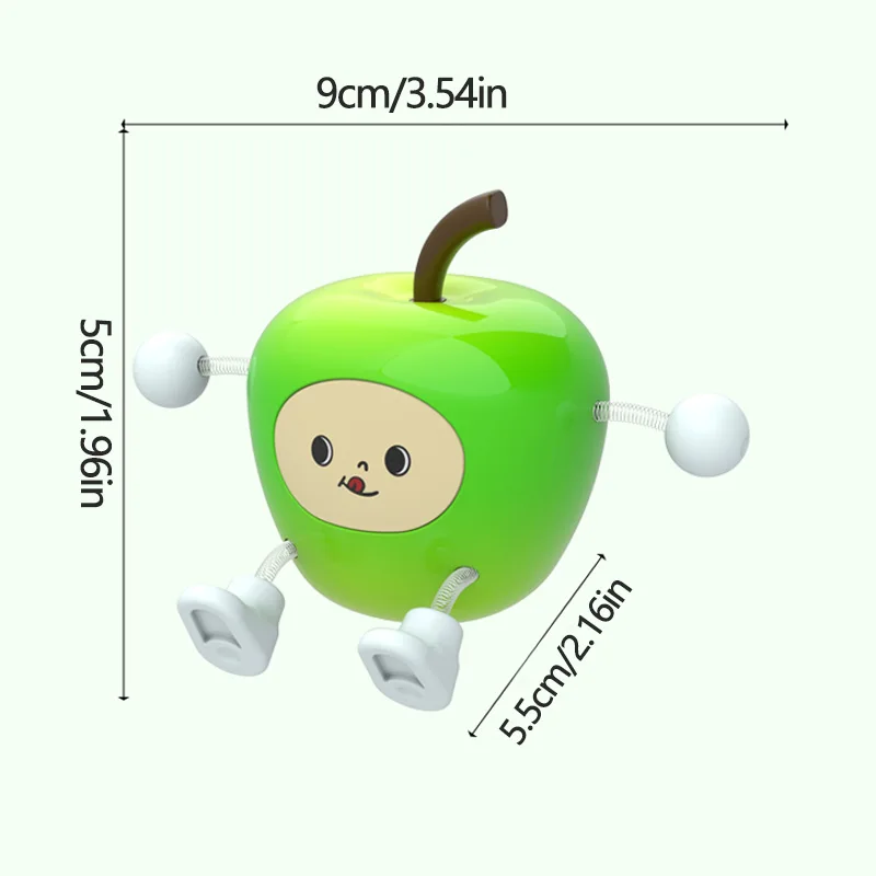Cartoon Wobbly Apple Dashboard Ornament, Spring Swing Stress Relief Figurine for Car Desk Home Decor