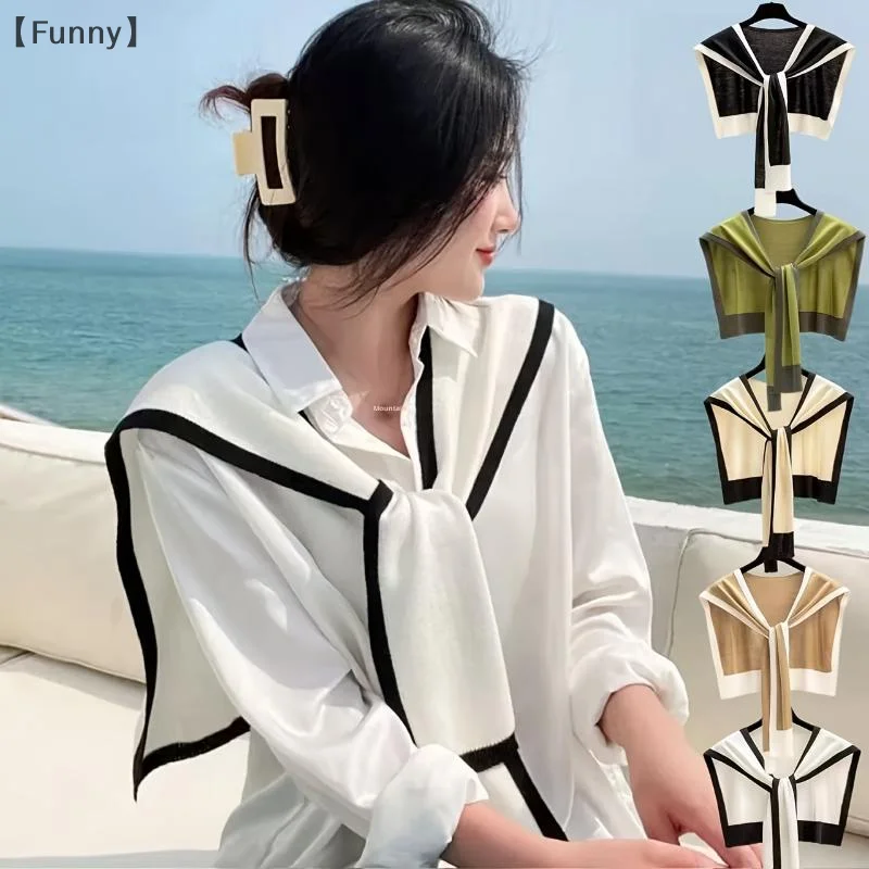 [مضحك] شال أنيق ذو ألوان متعددة خفيف الوزن وناعم ودافئ ومسامي لجميع المواسم، متعدد الاستخدامات، أنيق ملفوف، ملابس غير رسمية أنيقة