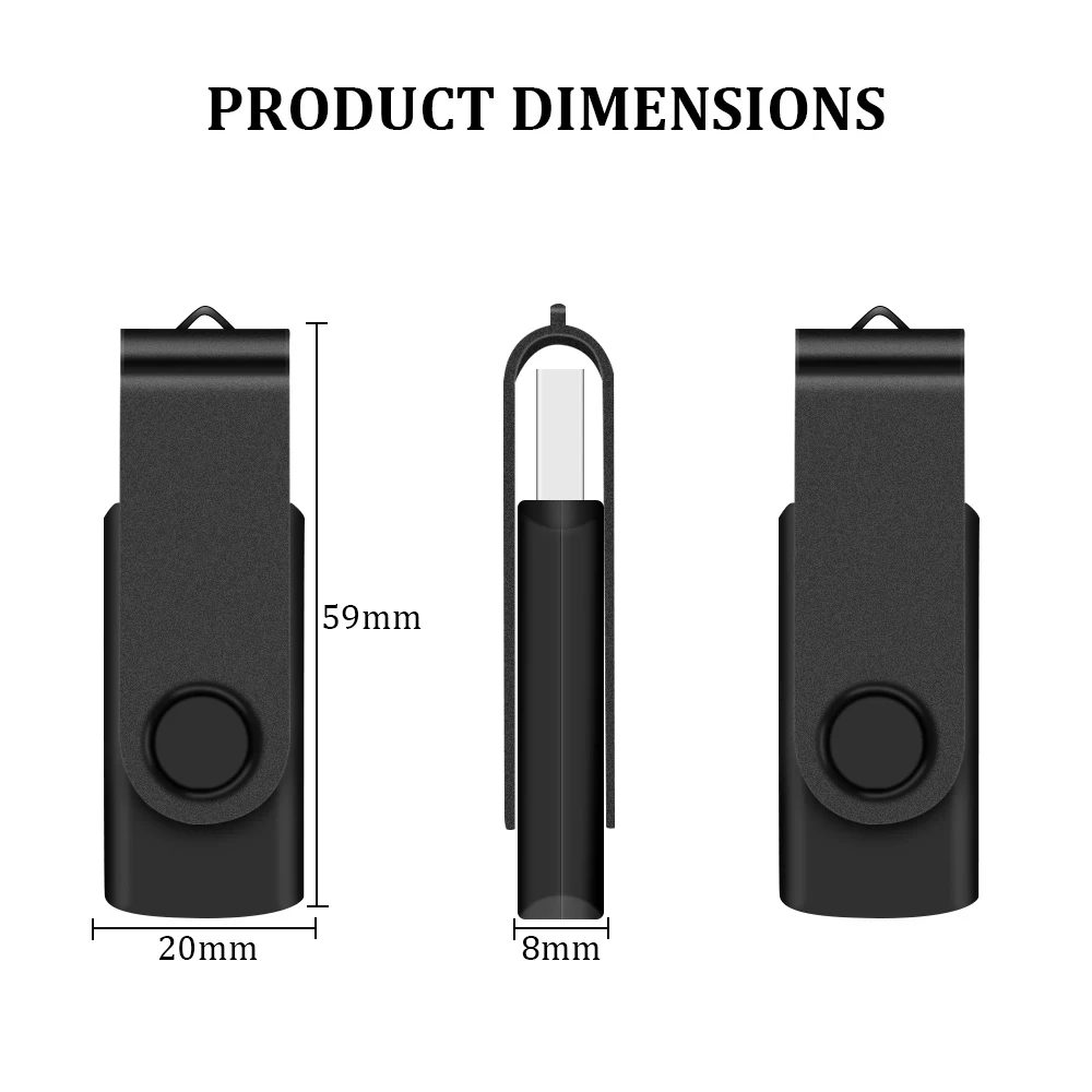 Rotatable Pen Drive Metal Clip USB 2.0 Flash Drive Key Chain Memory Stick Creative Business Gift Portable USB Stick 128GB 64GB