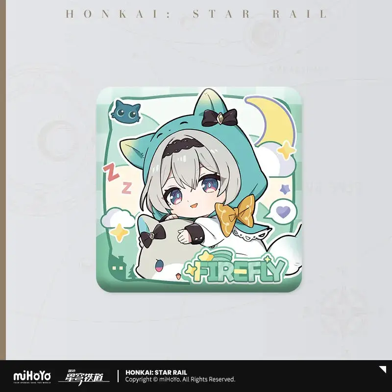 [Genuine] miHoYo Game Honkai Star Rail Q-version Square Badge Robin Silver Wolf Kafka Firefly Anime Accessory Cosplay Xmas Gifts 3