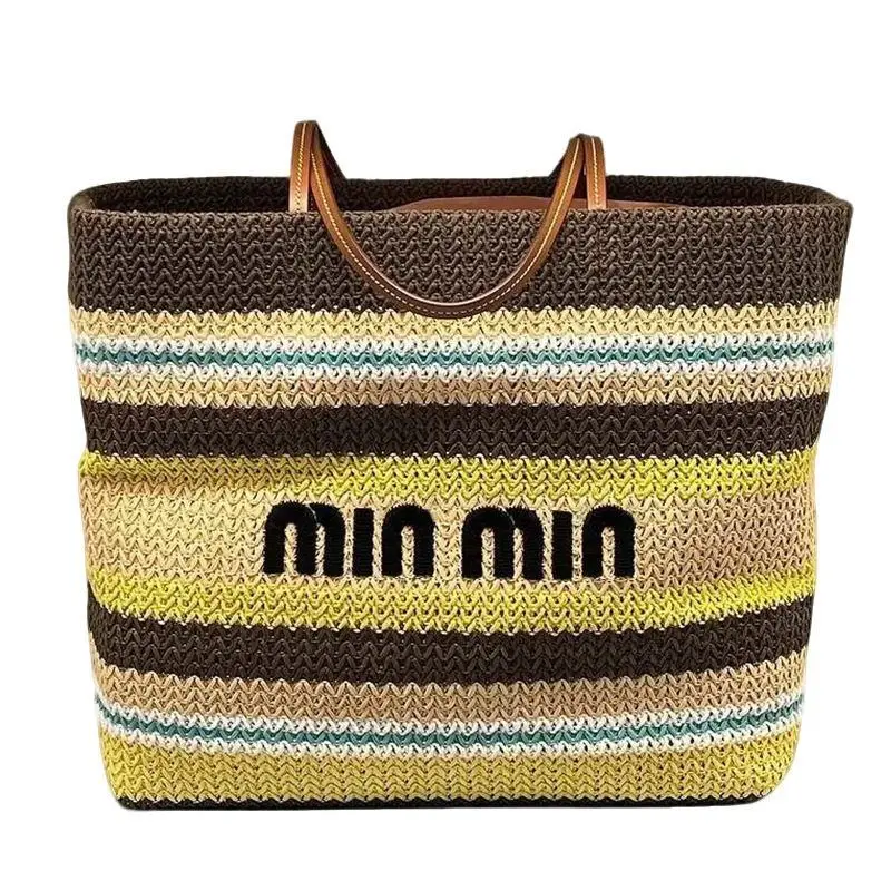 

Trendy Stripe Pattern Large Capaci St Woven Handbag Women's oulder Bag Casual Versatile Tote Bag for Daily Use