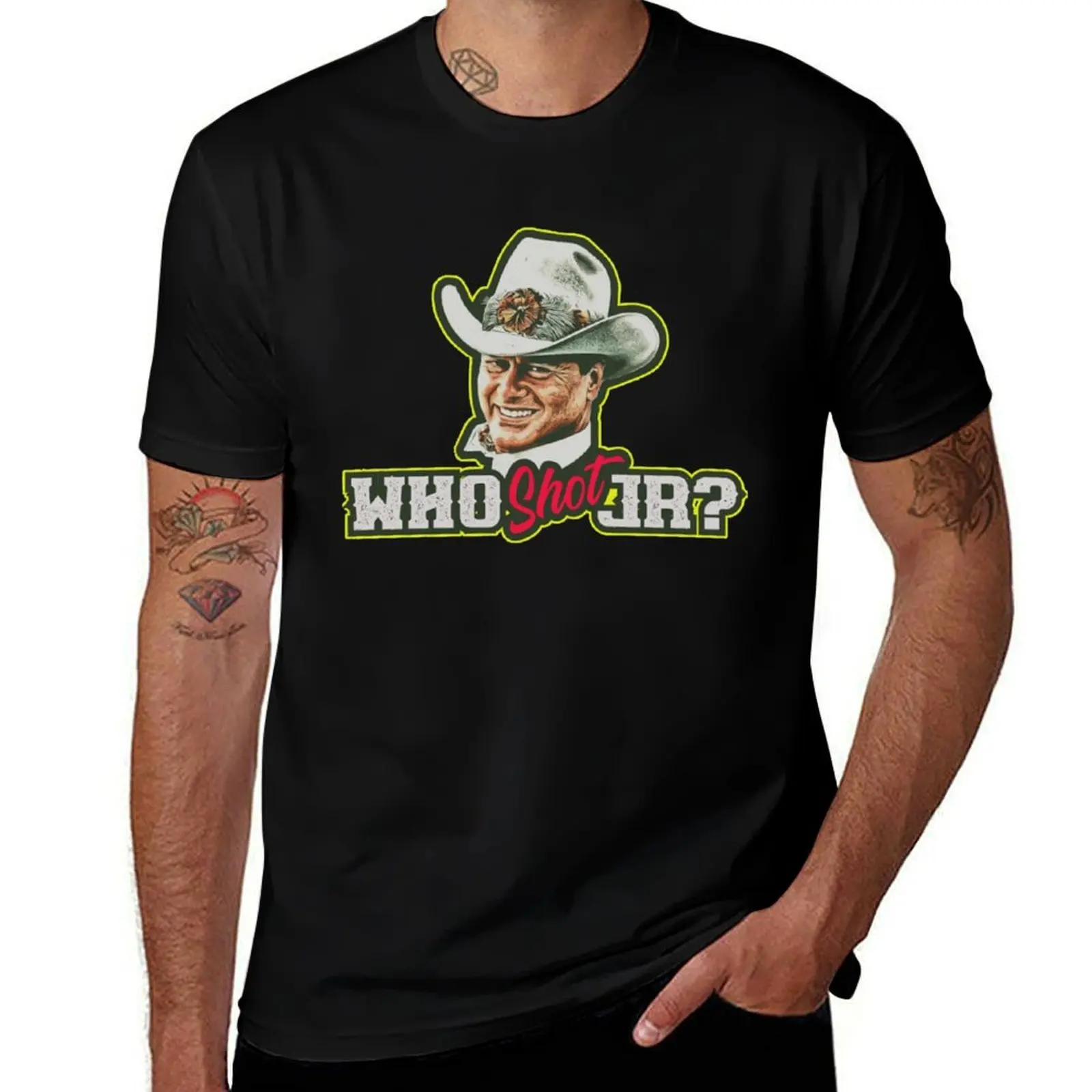 Who Done It - Who shot JR 1980 T-Shirt Active Sports Short Sleeve Cotton Shirt