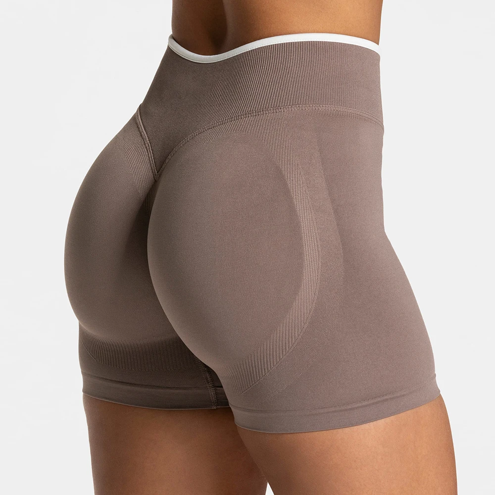 

Women Seamless Yoga Shorts Scrunch Butt Gym Shorts Workout Short Leggings Running Fitness Tights White Waist Sports Shorts
