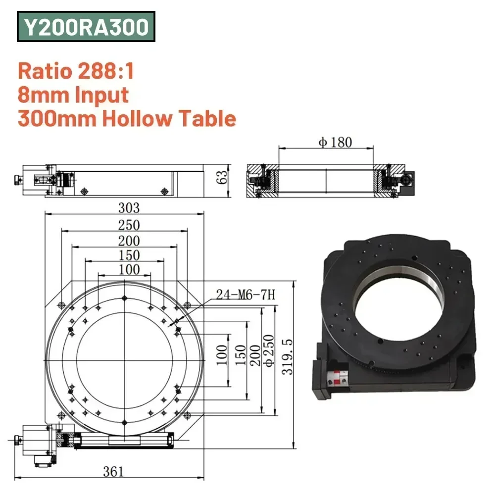 Heavy Duty CNC Hollow Rotary Table Motor Drive Rotary Platform Indexing Plate Gearbox Reducer Kit Replace DD Motor Cam Splitter