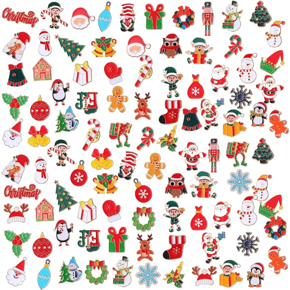 100 Pieces Christmas Enamel Pins Set: Santa, Tree, Snowflake, Gingerbread, Nutcracker, Snowman, Reindeer, Candy Cane, and More