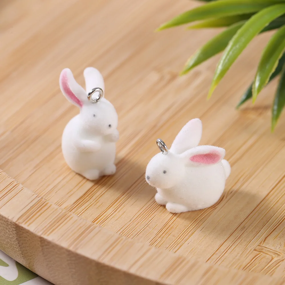 10Pcs 3Dkawaii Rabbit Charms Resin Pendant for Making Diy Bracelet Necklace Earrings keychain Handmade Accessories Supplies