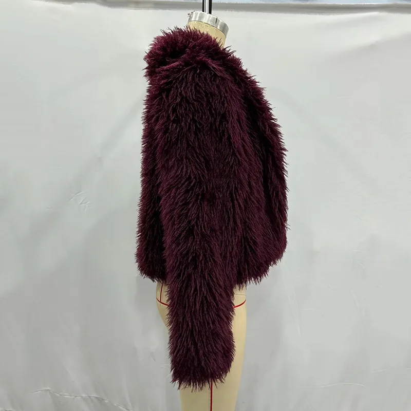 HKSH Women Faux Fur Outerwear Light Luxury Elegant High-End Turn-Down Collar Fashion Casual Punk Stylish Tide Short Coat HK28174