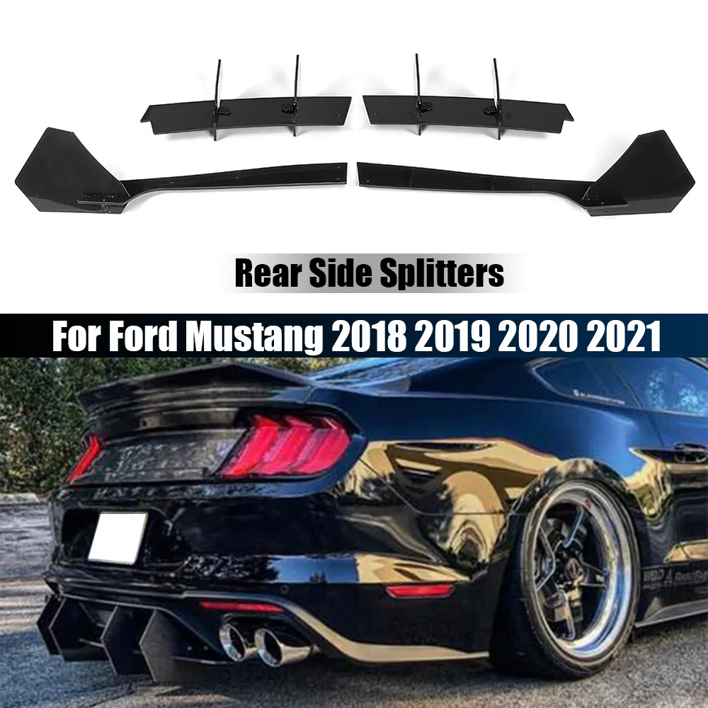 

Car Rear Bumper Lip Diffuser Spoiler For Ford Mustang 2018 2019 2020 2021 Chassis Deflector Rear Side Splitters Apron Flaps