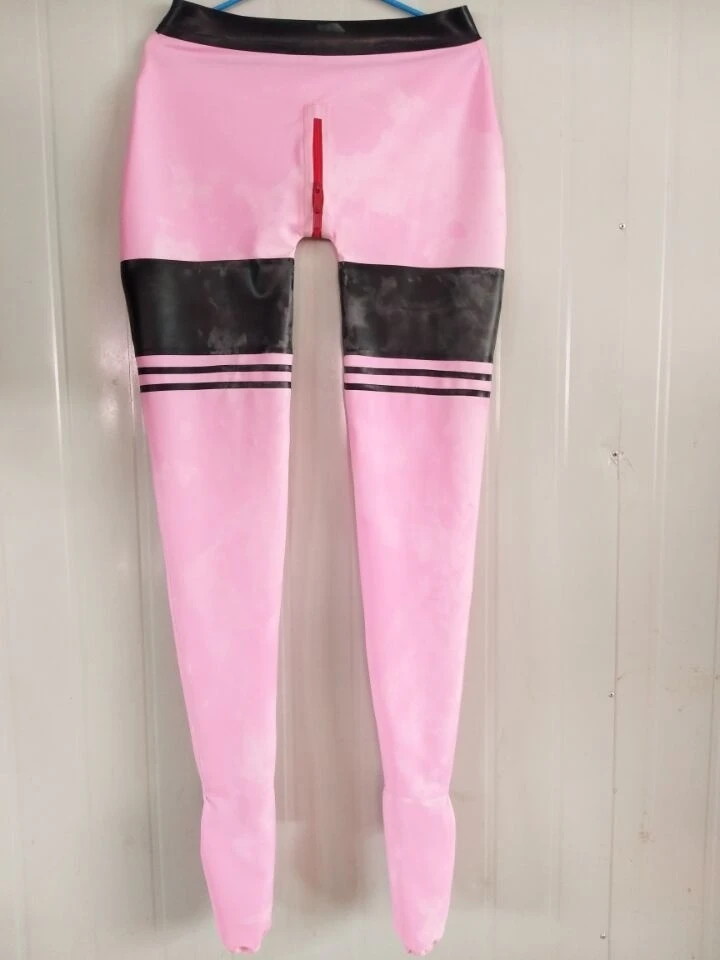 

100%Latex 100%Rubber Gummi Soft fashion Pink trouserspants SizeXXS~XXL