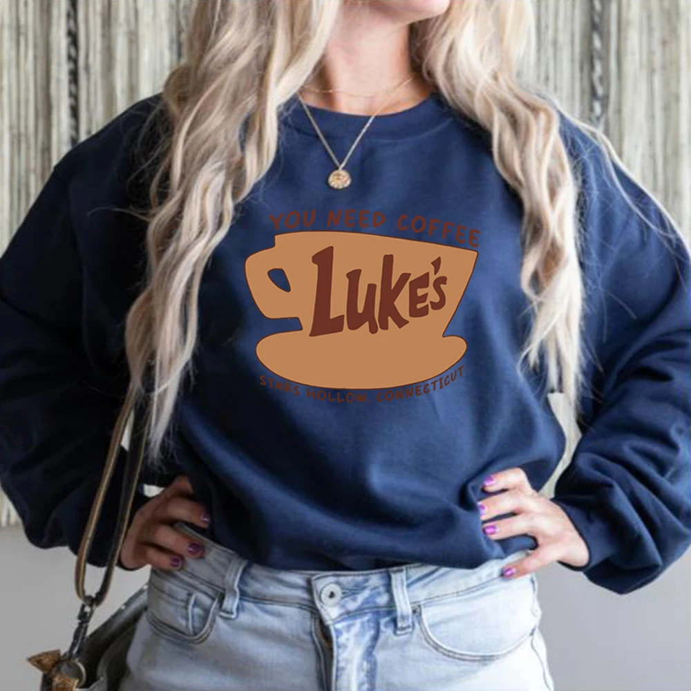 Kaus bintang berongga kaus kopi Lukes kemeja restoran Retro Luke kaus acara Tv Sweater bintang berongga Pullover kaus hadiah penggemar