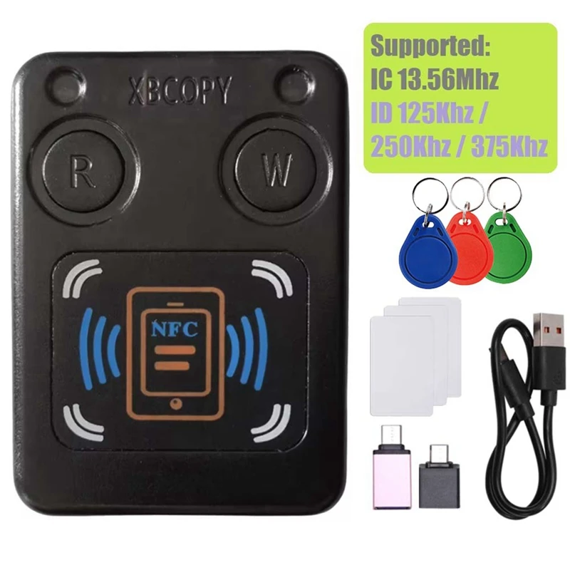 NFC RFID Smart Chip Card Reader Copier +3XUID Card/CUID Keychain IC 13.56M ID 125K 250K 375K RFID Token Clone Duplicator