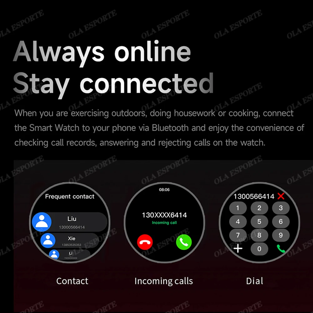 Nieuwe heren slimme horloge 300 mAh grote batterij HD AMOLED-scherm Oproep Smartwatch Dames Meerdere sportmodi Waterdichte sporthorloges