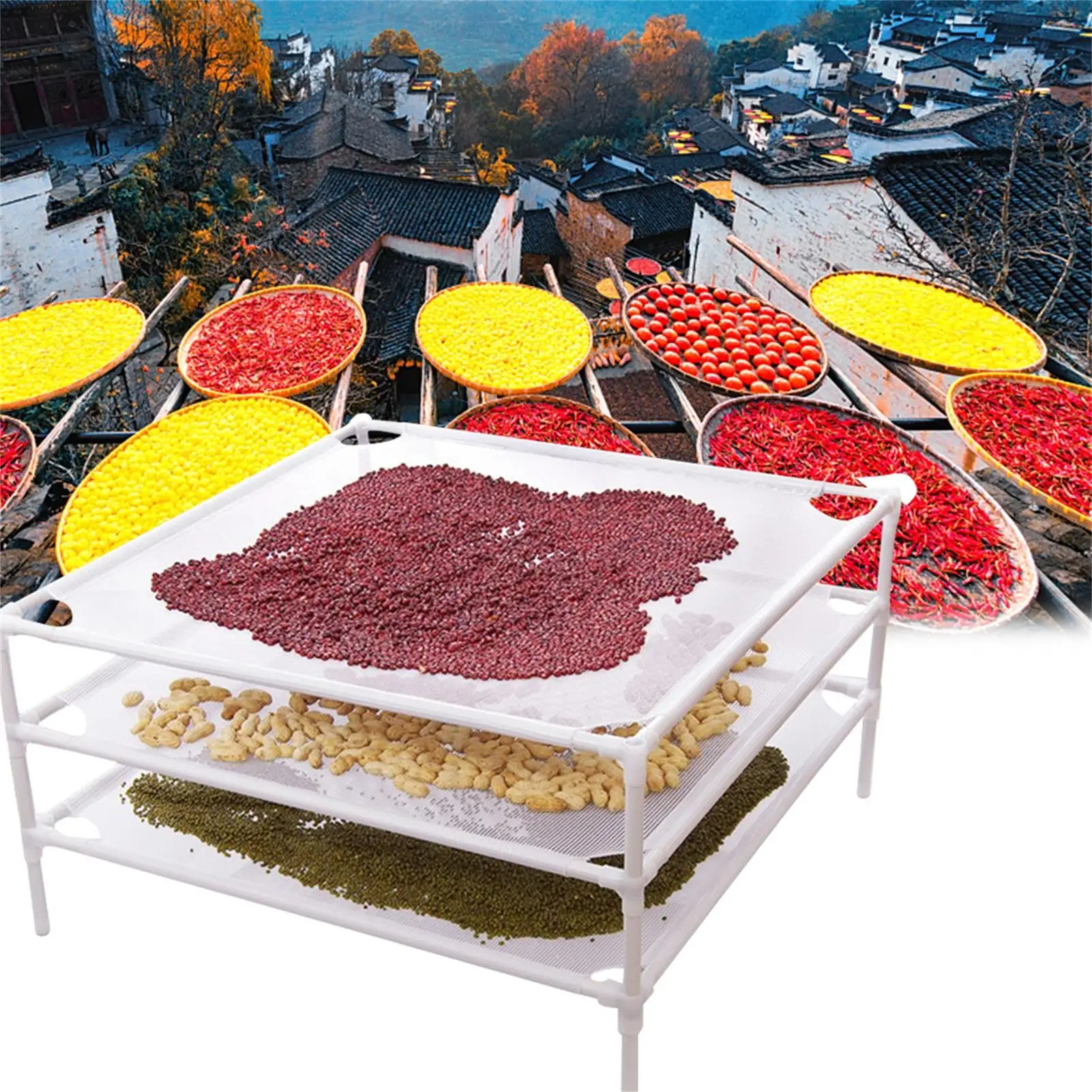 Portable Floor-mounted Dryer Stackable Laundry Drying Flat clothes drying rack, single-layer clothes drying net can be stacked
