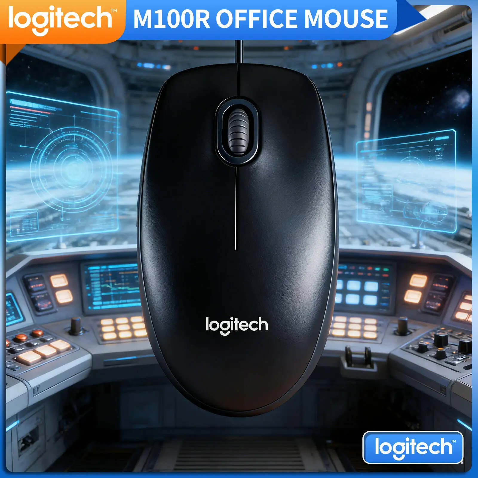 

Проводная USB-мышь Logitech M100R, 3 кнопки, для обеих рук, 1000 DPI, эргономичная, кабель 1,8 м, для дома, офиса, школы, компьютера, ноутбука