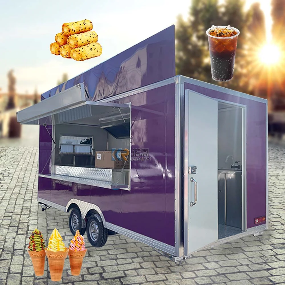 2023 New Food Truck Trail Fully Equipped Trailer Fast Cart Deep fryer Mobile Food Trailer