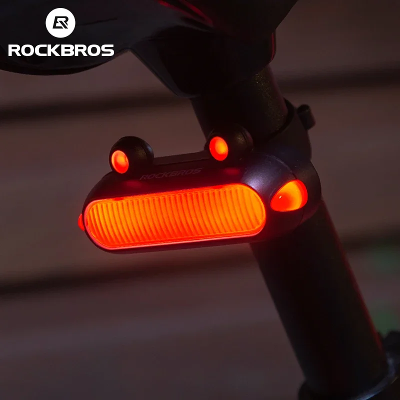 

ROCKBROS Bicycle Rear Light IPX6 Bike Taillight Type-C Charging 5Modes Safety Warning Cycling Smart Taillight Rear Bicycle Lamp