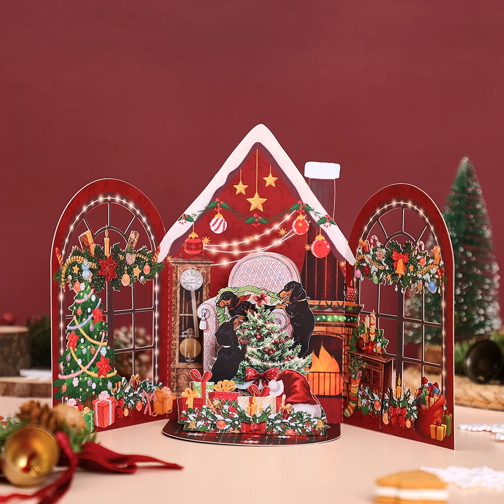 Weihnachts-3D-Pop-up-Karten, festliches Schneemann-Baum-Thema, Weihnachtsgeschenk für Sie/Ihn, Heimdekoration,