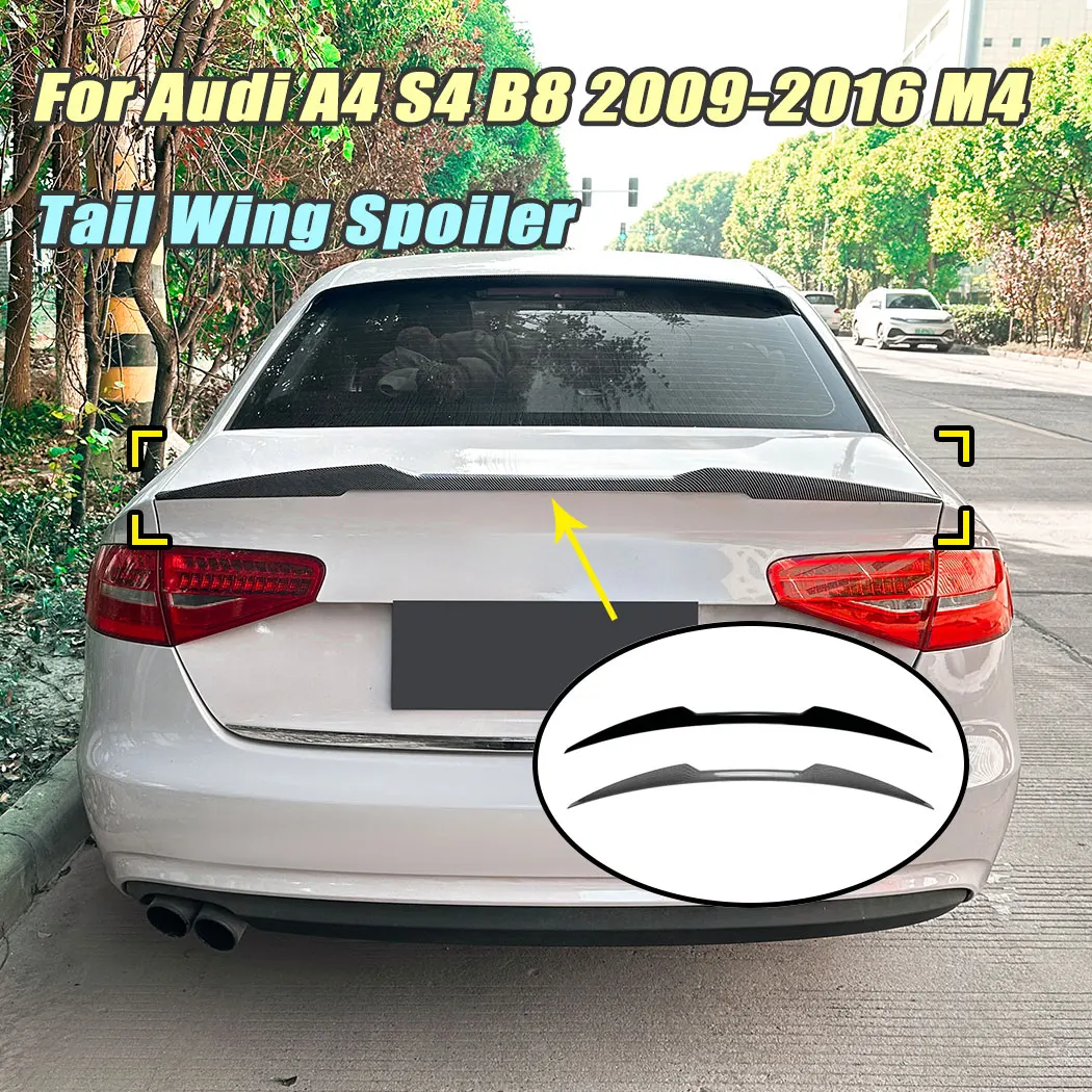 Car Rear wing Fixed Wind Wing ABS Exterior Modification Guard Cover Trim For Audi A4 S4 B8 2009-2016 M4 Blade Style Tail Wing