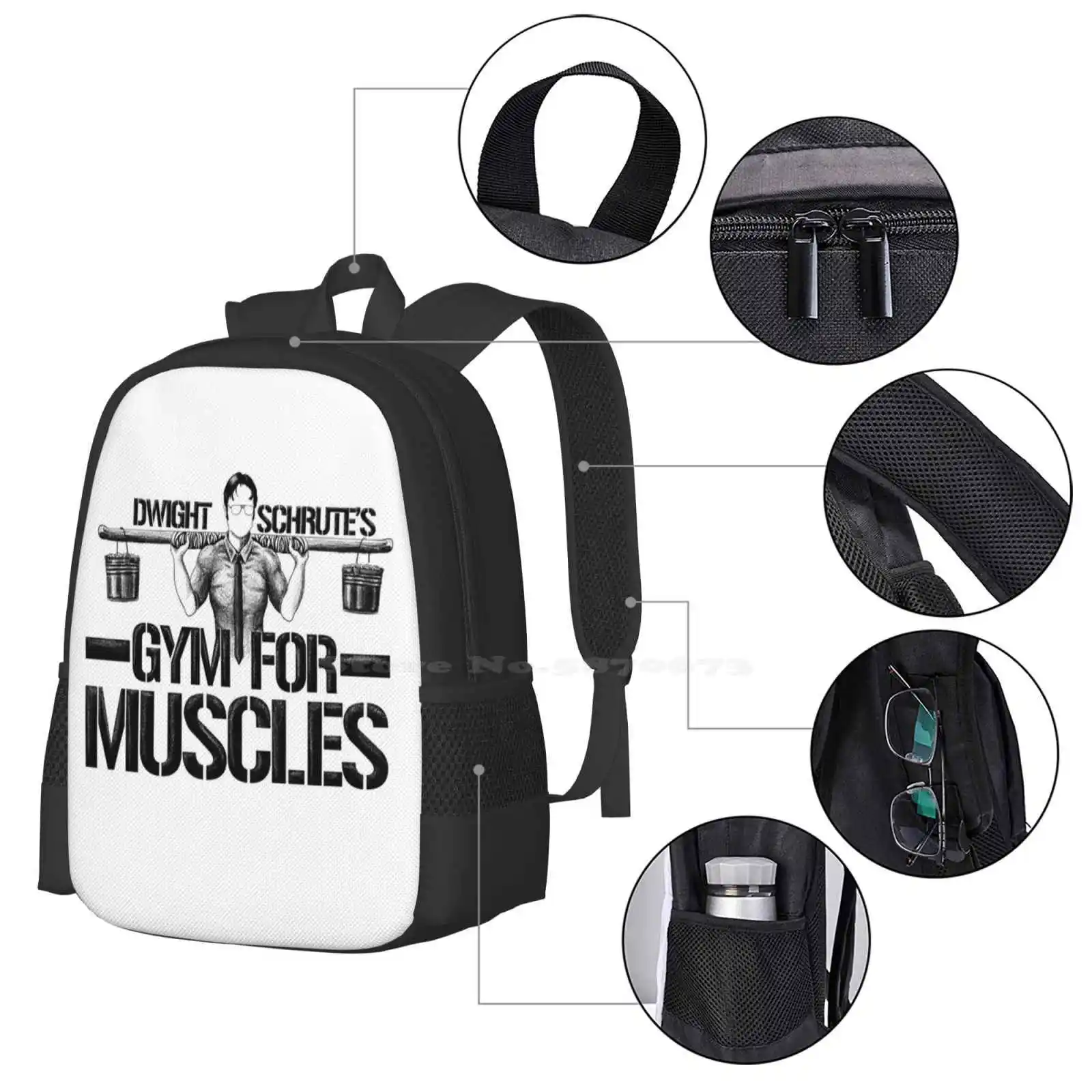 Dwight Schrute’S Gym For Muscles Hot Sale Schoolbag Backpack Fashion Bags Dwight Schrute Matt Leckie Michael The Office Gym