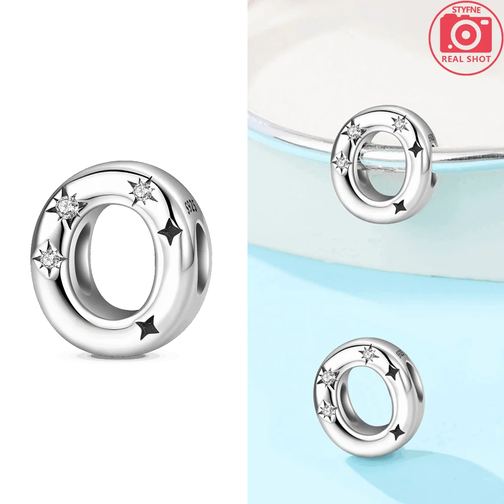 الفضة 925 الأصلي سحر 26 حرف A-Z الأبجدية سحر غرامة الخرز صالح الفضة سوار DIY غرامة مجوهرات النساء الهدايا قلادة #6