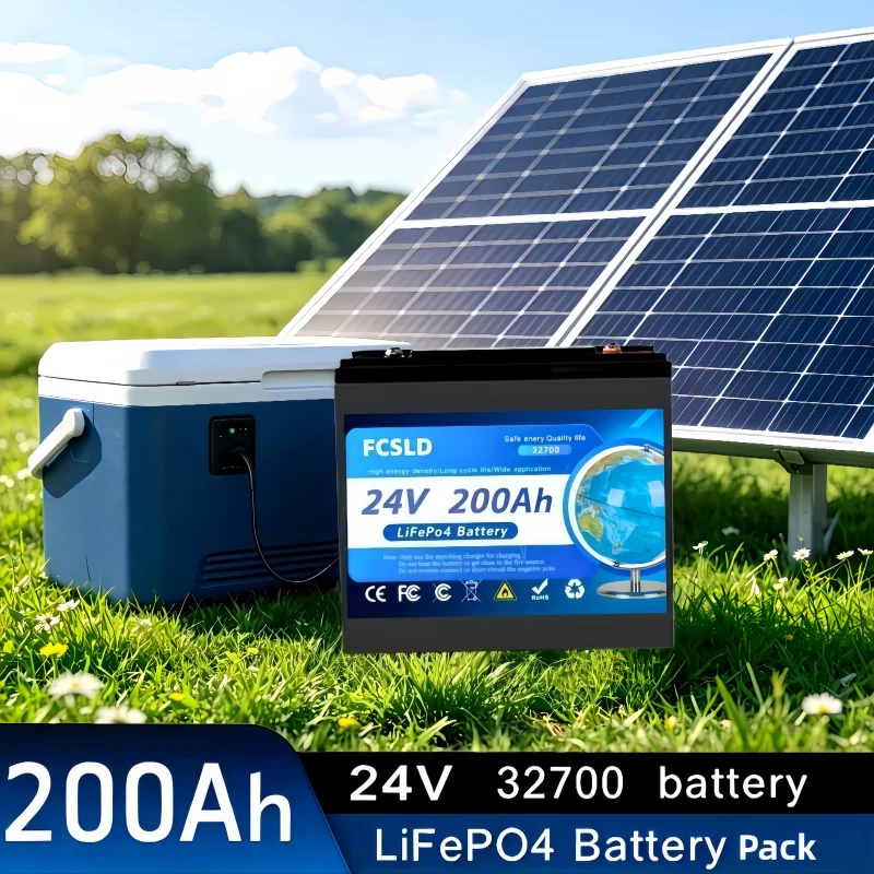 

New Genuine LiFePO4 Lithium Battery,24V 100Ah-200Ah, Built-in 200A BMS, Rechargeable Battery, for RV/Camper, Solar, Marine