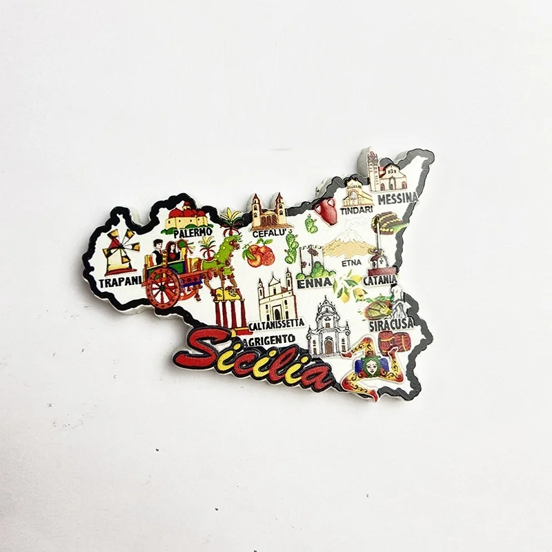 

Italy Travel Souvenir Sicily Creative Map 3D Fridge Magnets Home Decor Supplies