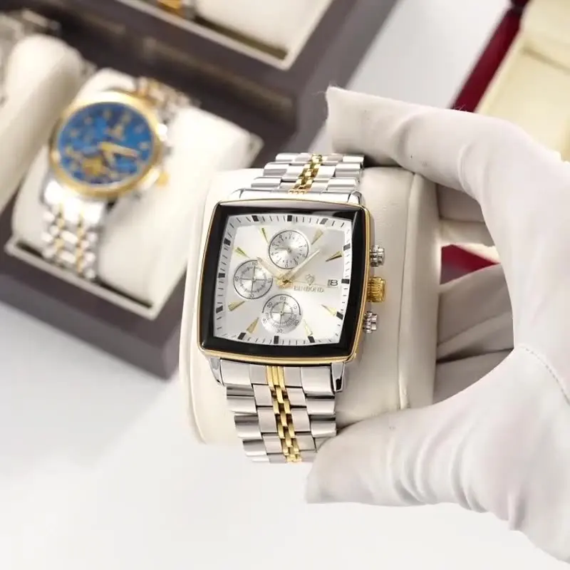 メンズ腕時計ライト高級ブランドハイエンドビジネス多機能三目 6 ピン鋼防水男性ファッションクォーツ時計