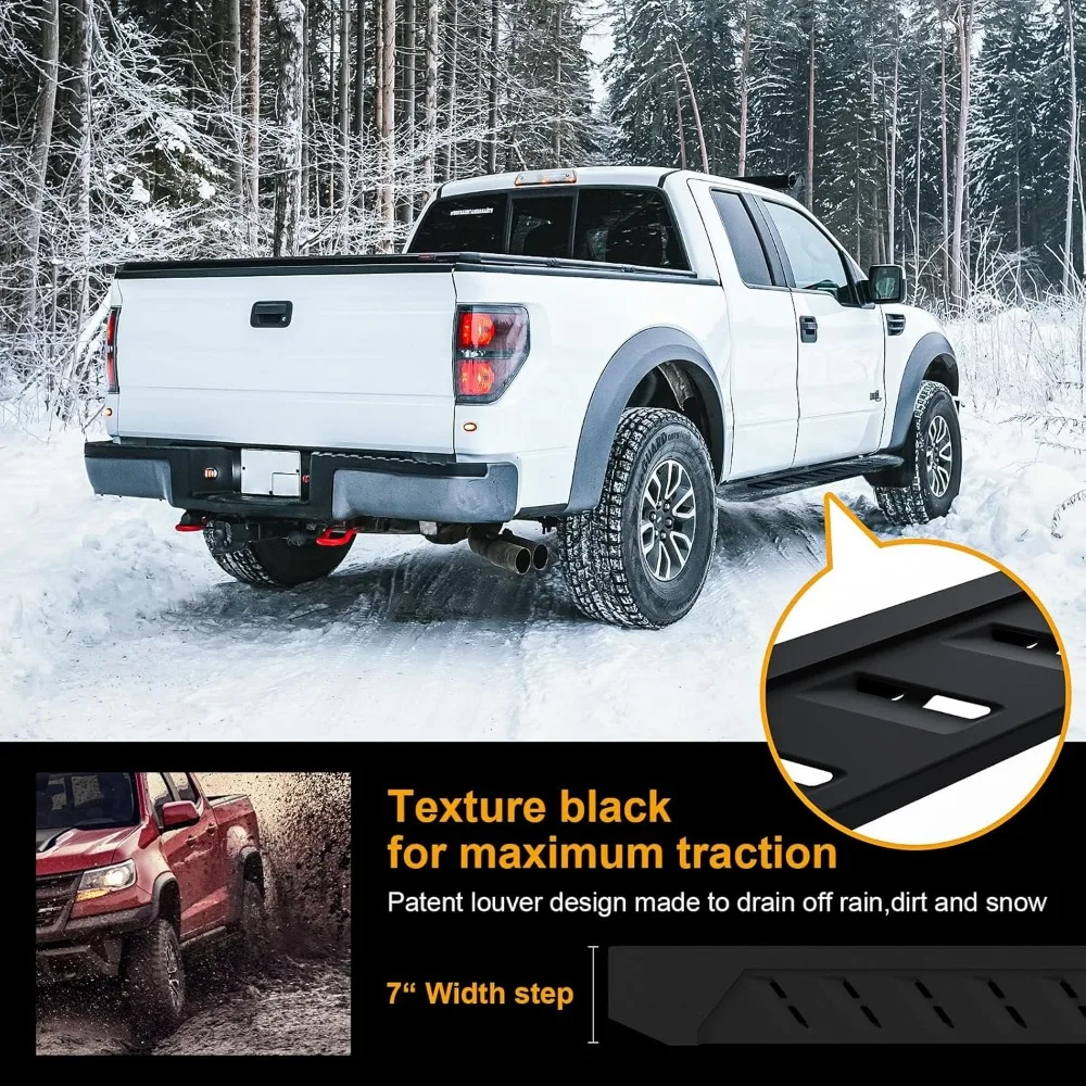 CRB781060 7" Clutch Running Boards Custom Fit 2024-2025 Toyota Tacoma Double Cab (4 Doors) Side Steps Nerf Bars, Textured Black
