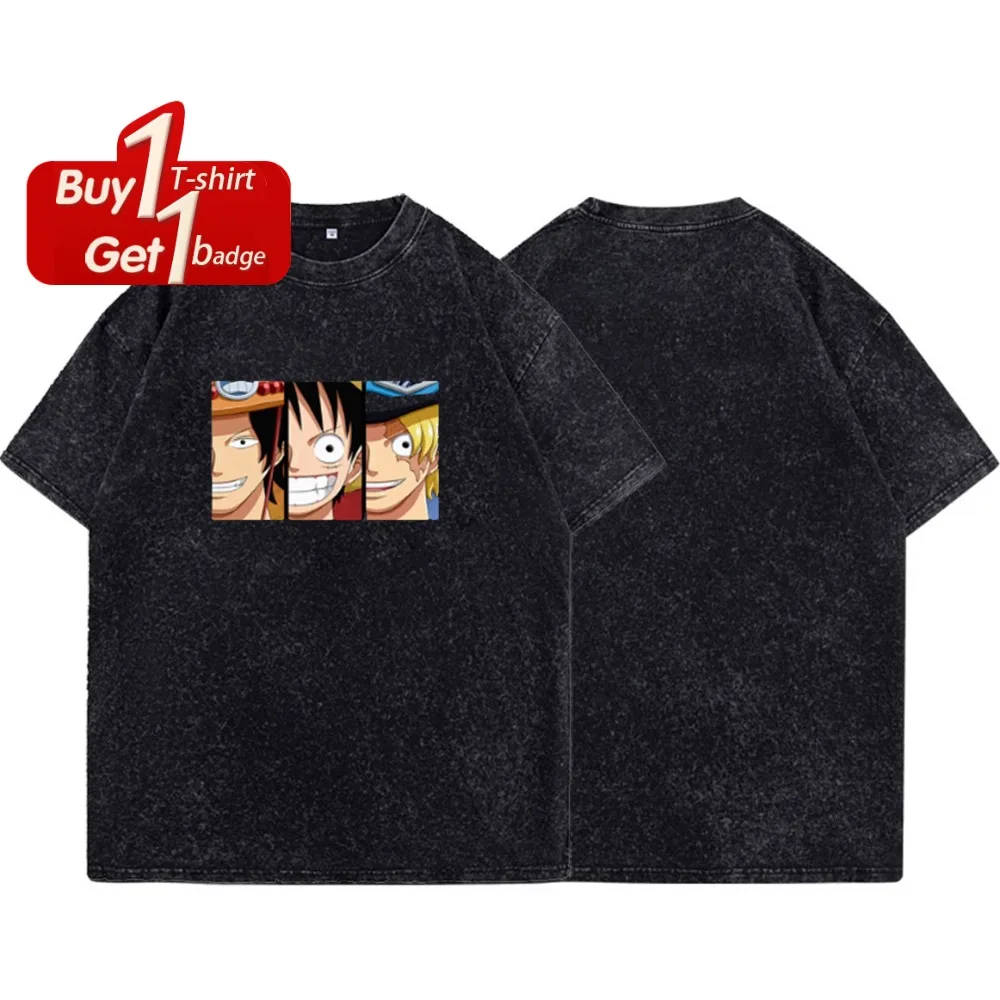 Sommer Kleidung Kurzarm T Anime One Piece Luffy männer T Shirt Vintage Gewaschen Frauen Übergroßen Grafik T-shirt Gym Tops