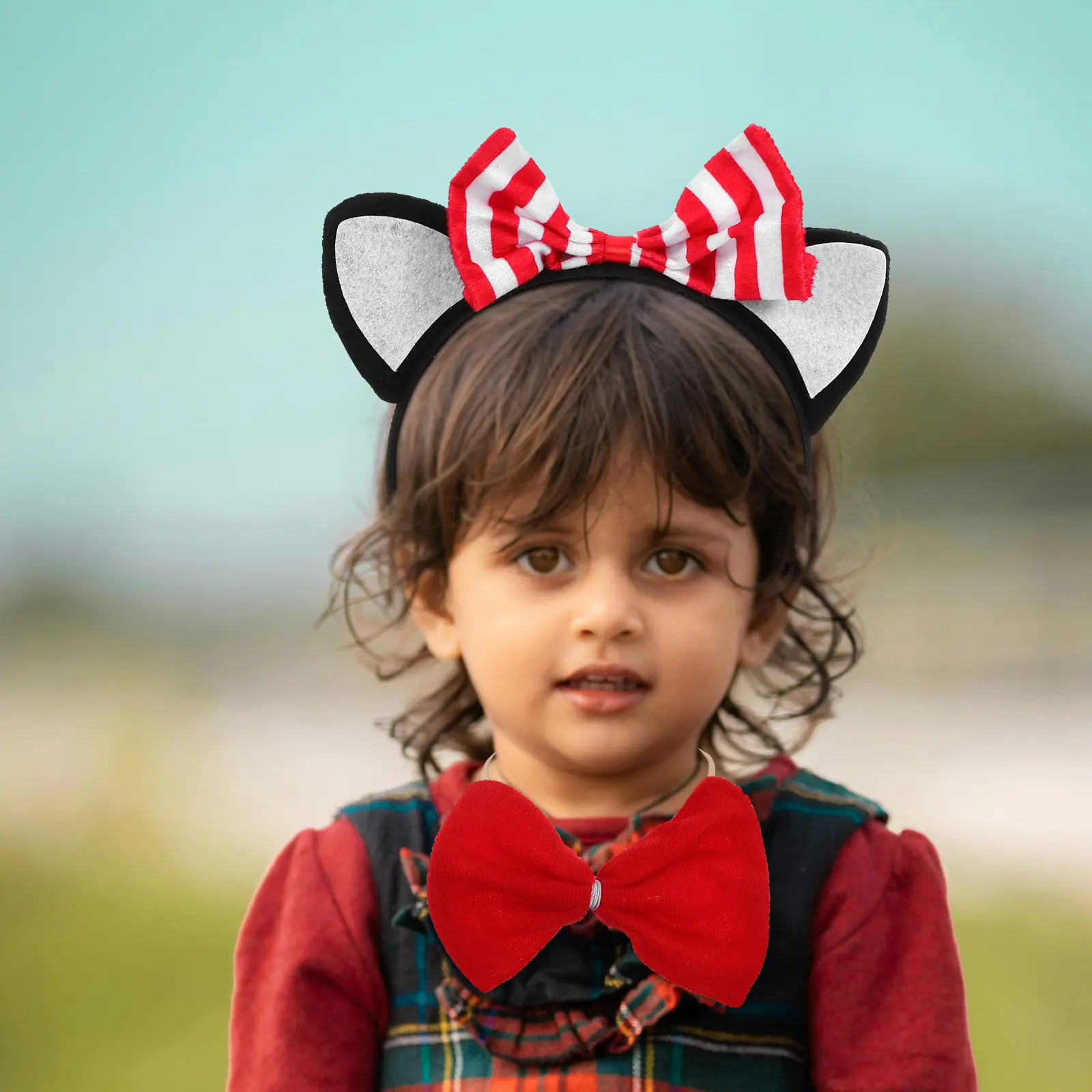 1Set Comfortable Cat Ear Headband Tail Bowtie Animal Costume for Holiday Party Cosplay Performance Animal Costume for