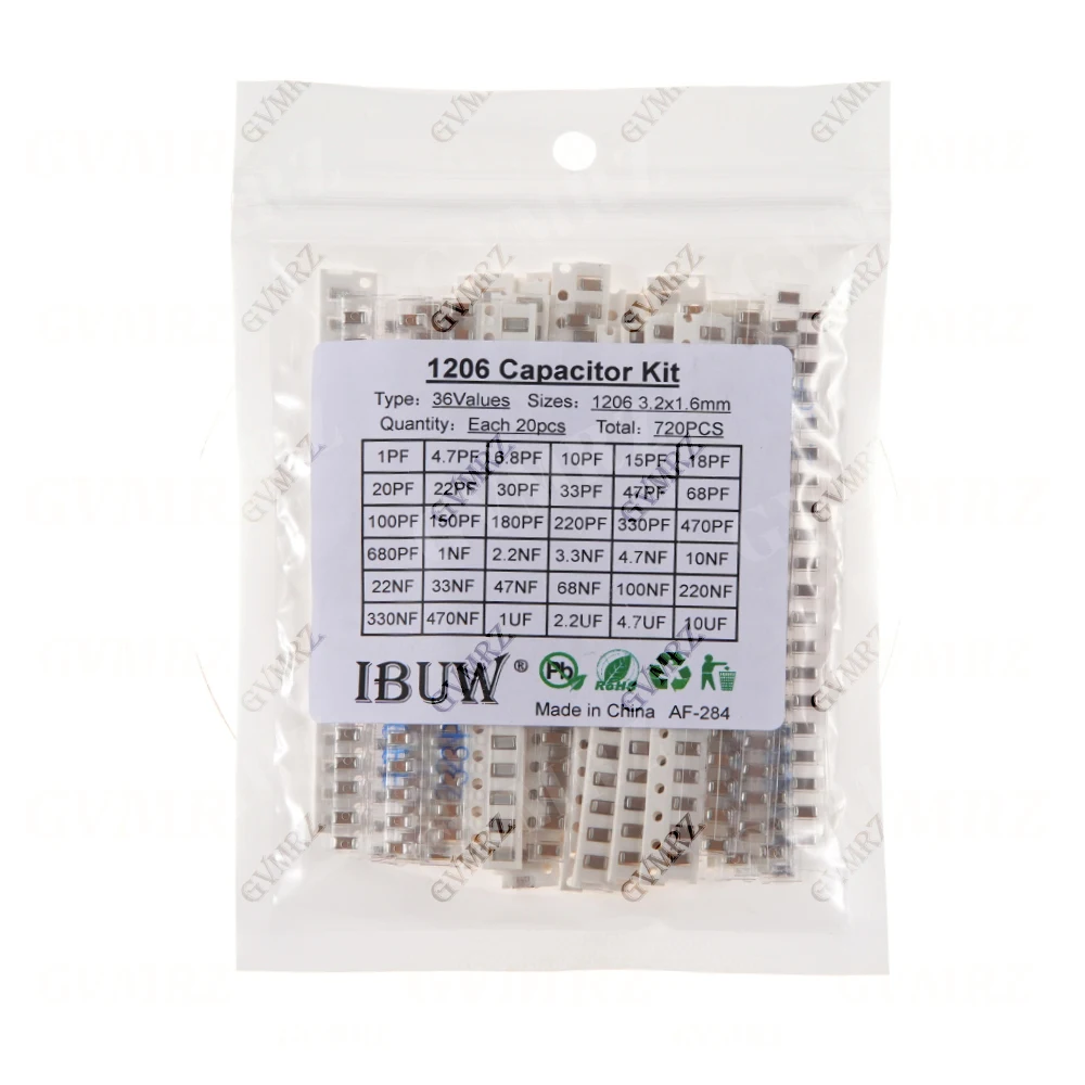0402 0603 0805 1206 SMD Keramik-Kondensator Sortiment-Kit 1pF - 10uF 100PF 10NF 100NF Chip-Kondensator-Set 0,47UF 1UF