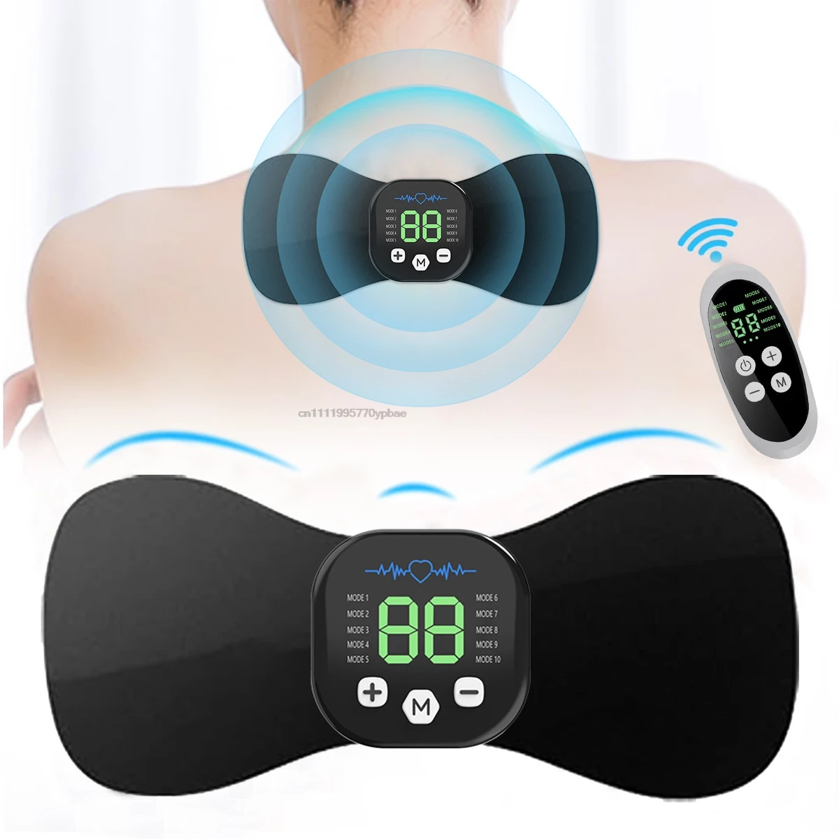 EMS Neck Massager with Pulse, Portable Electric & Shoulder Therapy Device, Mini Smart TENS Massage Pad