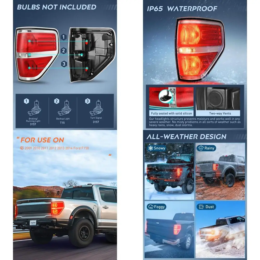 

2009-2014 Ford F-150 Задний фонарь со стороны пассажира в сборе с красным корпусом и хромированной отделкой