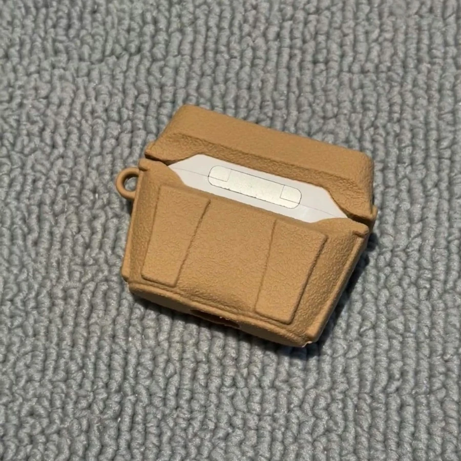 Airpods4 Niedliche Eiförmige Kopfhörerhülle | Khakifarbenes, leichtes, stoßfestes Softcase, ein unterhaltsames Reise-Accessoire für AirPods-Benutzer und Gadget-Enthusiasten. – Detail 2
