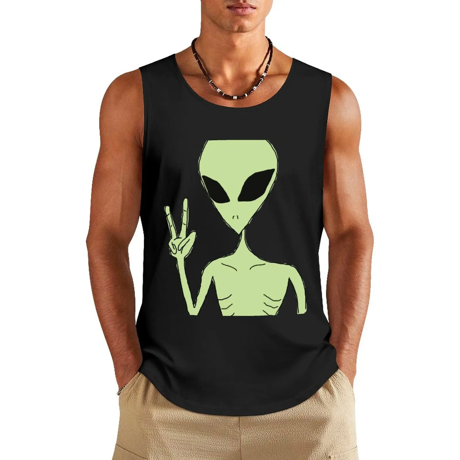 

peace alien Tank Top gym clothing men Men's gym clothing Men gym sportswear