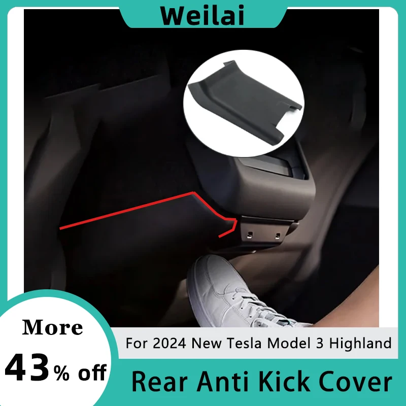 

Rear Anti Kick Cover for Tesla New Model 3+ Highland Armrest Box Rear Outlet Vent Trim Panel Sticker Anti-Scratch Car Accessorie