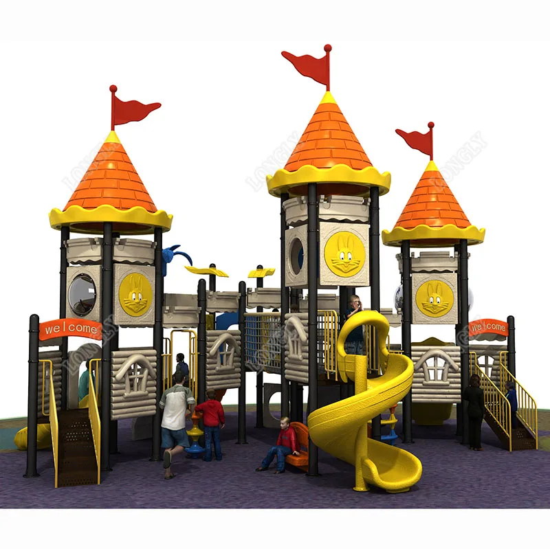 Castle-Themed Outdoor Playground Kids Slide LLDPE Plastic Equipment for Garden School Residential Areas Amusement Educational