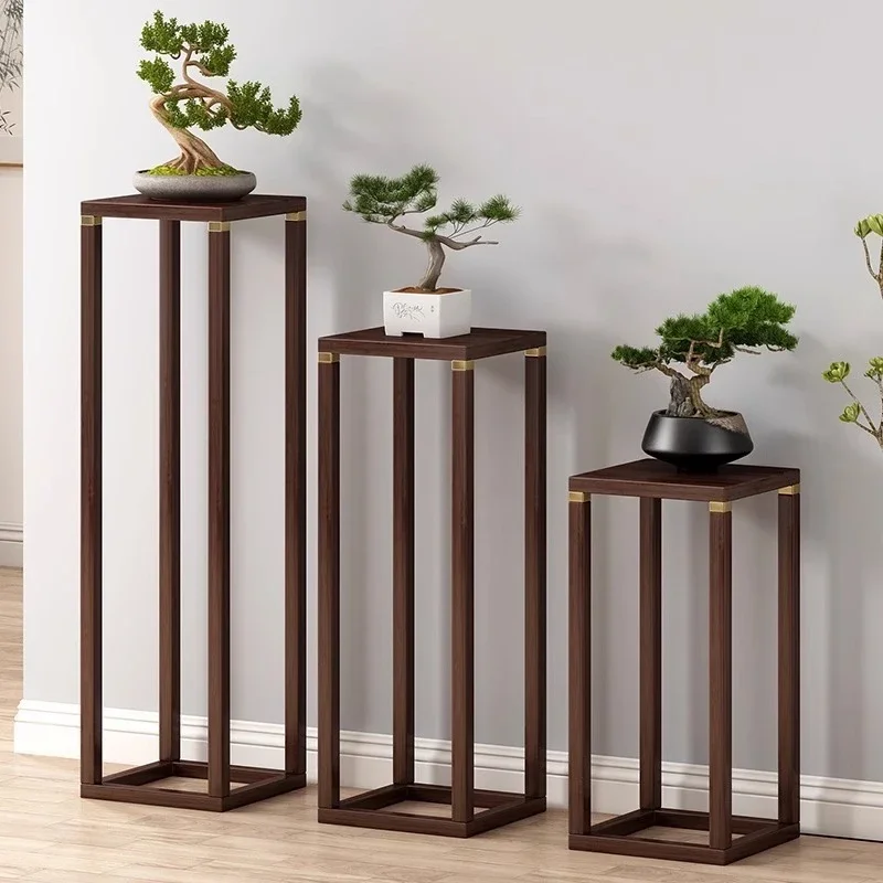 Flower rack, living room floor standing solid wood flower pot placement rack, indoor new Chinese style decoration storage rack,