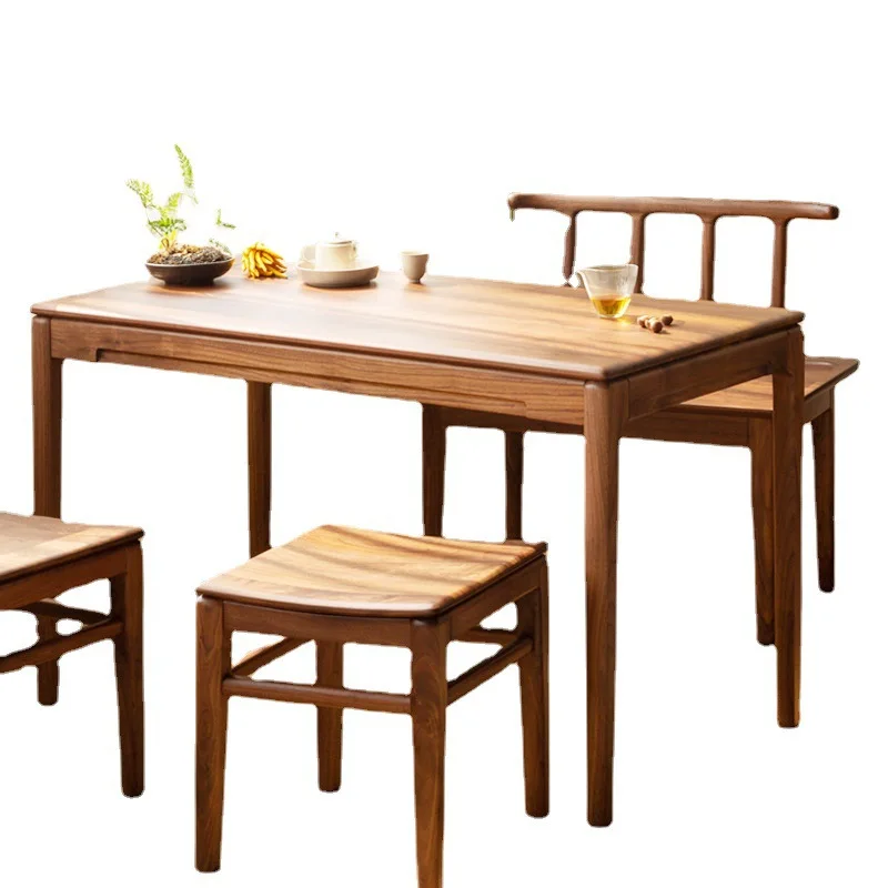 

New Chinese Zen, black walnut home balcony, small tea table home tea table and chairs