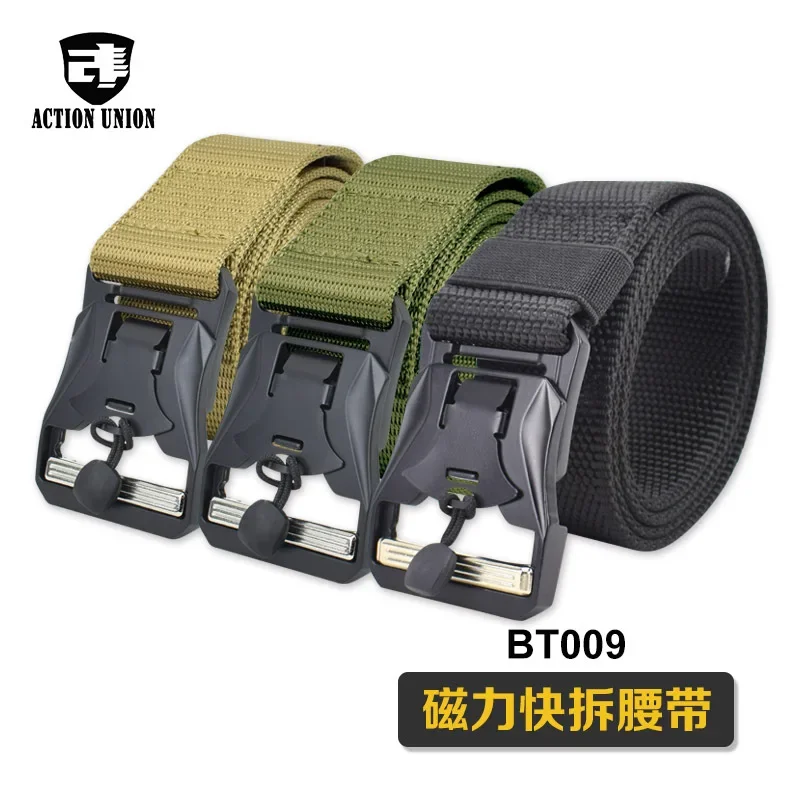 Combat Tactical Belt Quick Release Magnetic Buckle Military Army Waist Support Nylon Waist Belt Outdoor Sport Hunting Waistband