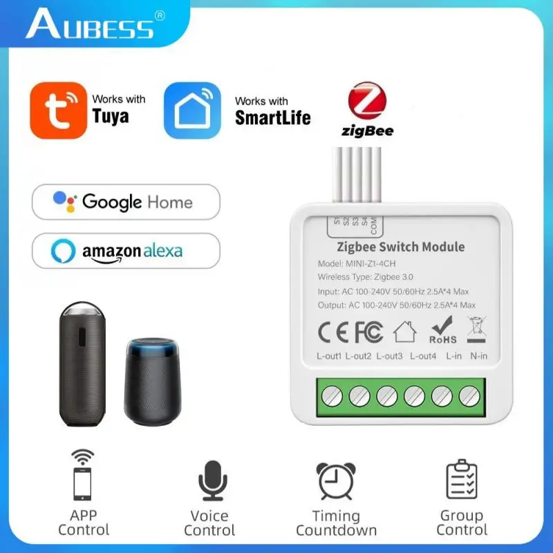 Aubess Power Monitor Switch 10A Wifi Smart Switch Breaker With 2/3/4 Way Control Function Support Tuya Alexa Home