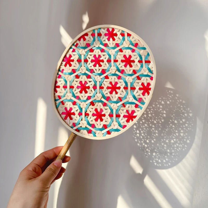 Colorful Handmade Fan Ethnic Style Bamboo Woven Fan Summer Anti-mosquito Cooler Braided Hand Fan Crafts Home Decoration