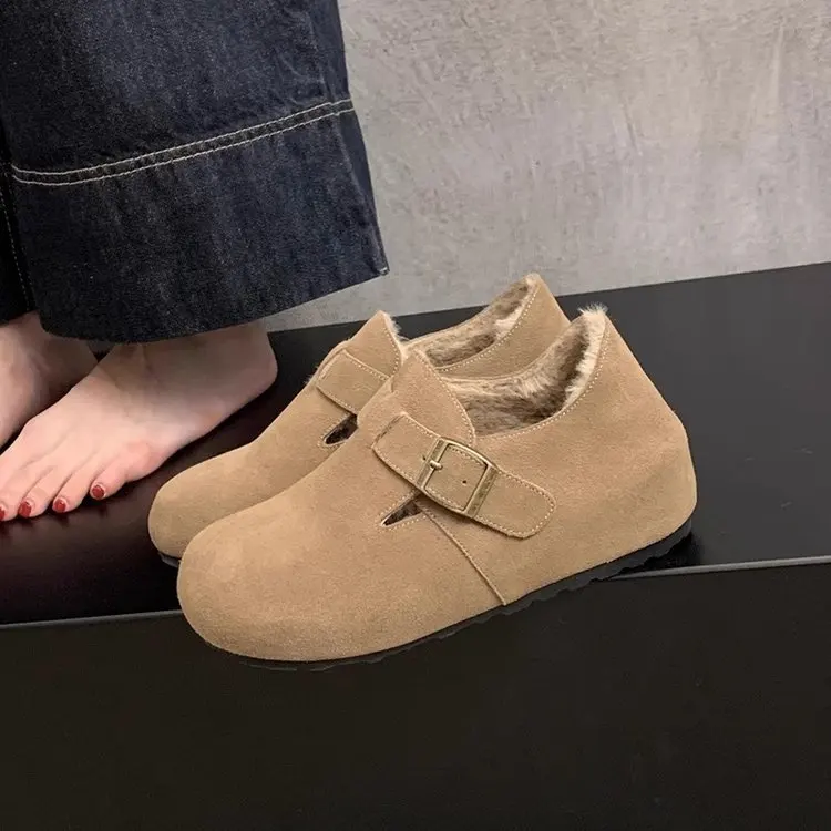 Shoes Woman 2024 Female Footwear Slip-on Casual Sneaker Round Toe Loafers With Fur Autumn Shallow Mouth Modis New Dress Winter S