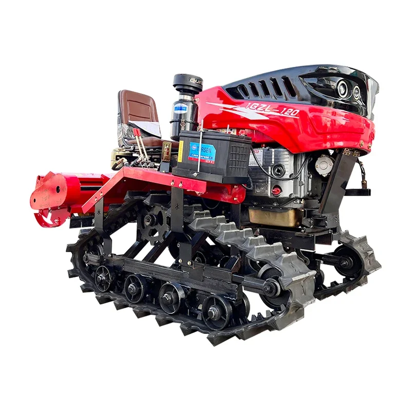 Tractor Agricultural Equipment Paddy Field Silt Use Ride on Cultivator Rotary Tiller Rubber Multifunctional Rice Tractor