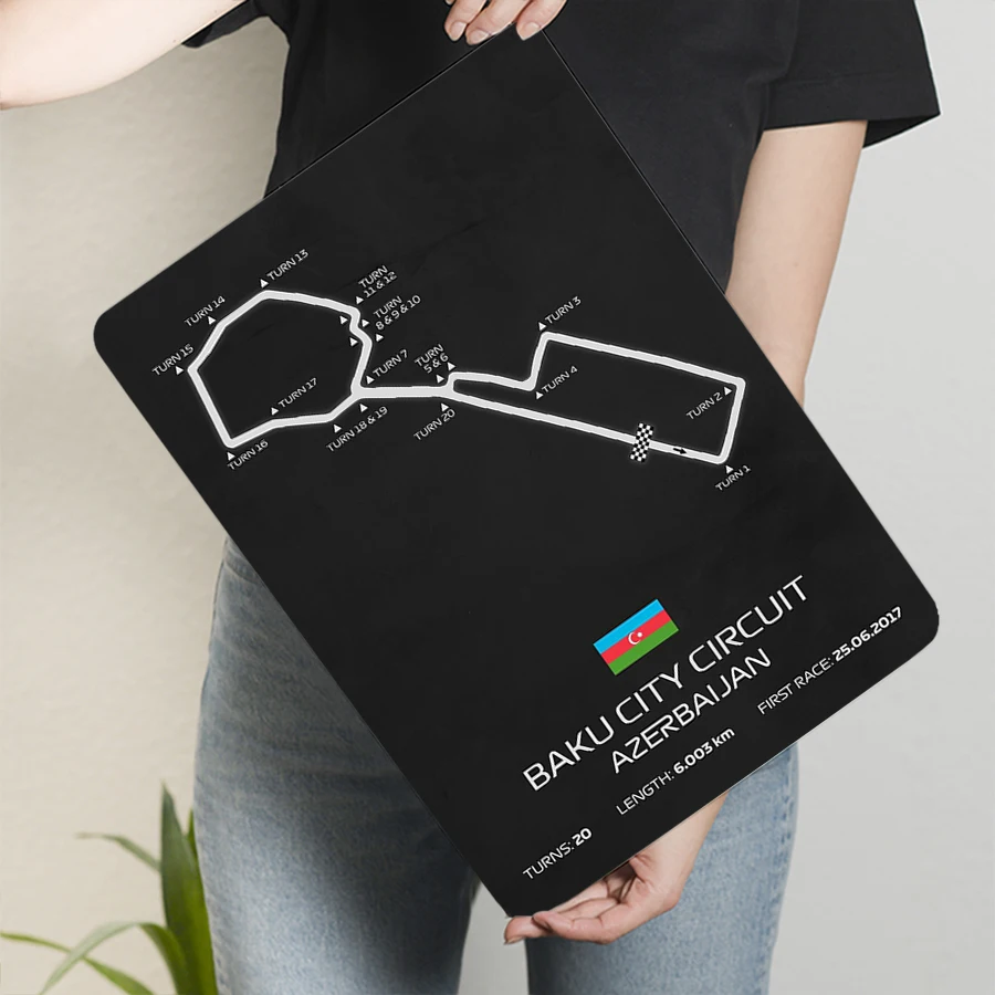 ملصق معدني لدائرة مدينة باكو F1 Racing Track Art سباق أذربيجان Grand Prix ديكور قابل للجمع #3