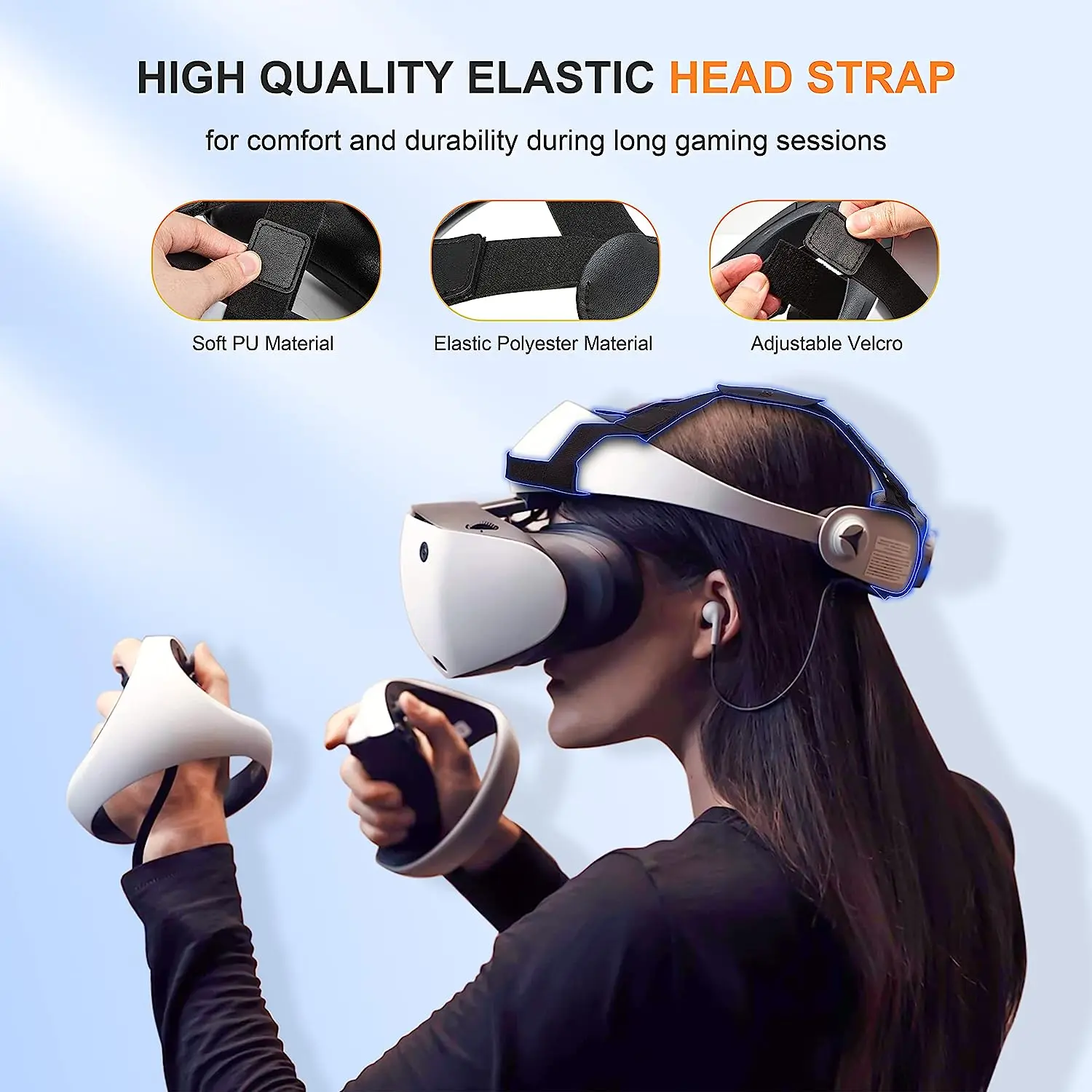 Adjustable Head Strap for PlayStation VR2, Comfortable and Soft PSVR2 Strap, Reduced Pressure Lightweight PS5 VR2 Accessories