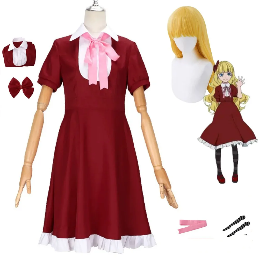 

Anime Bungo Stray Dogs Elise Cosplay Costume Cute Red Princess Dress Wig Adult Woman Kawaii Halloween Carnival Party Dress Up