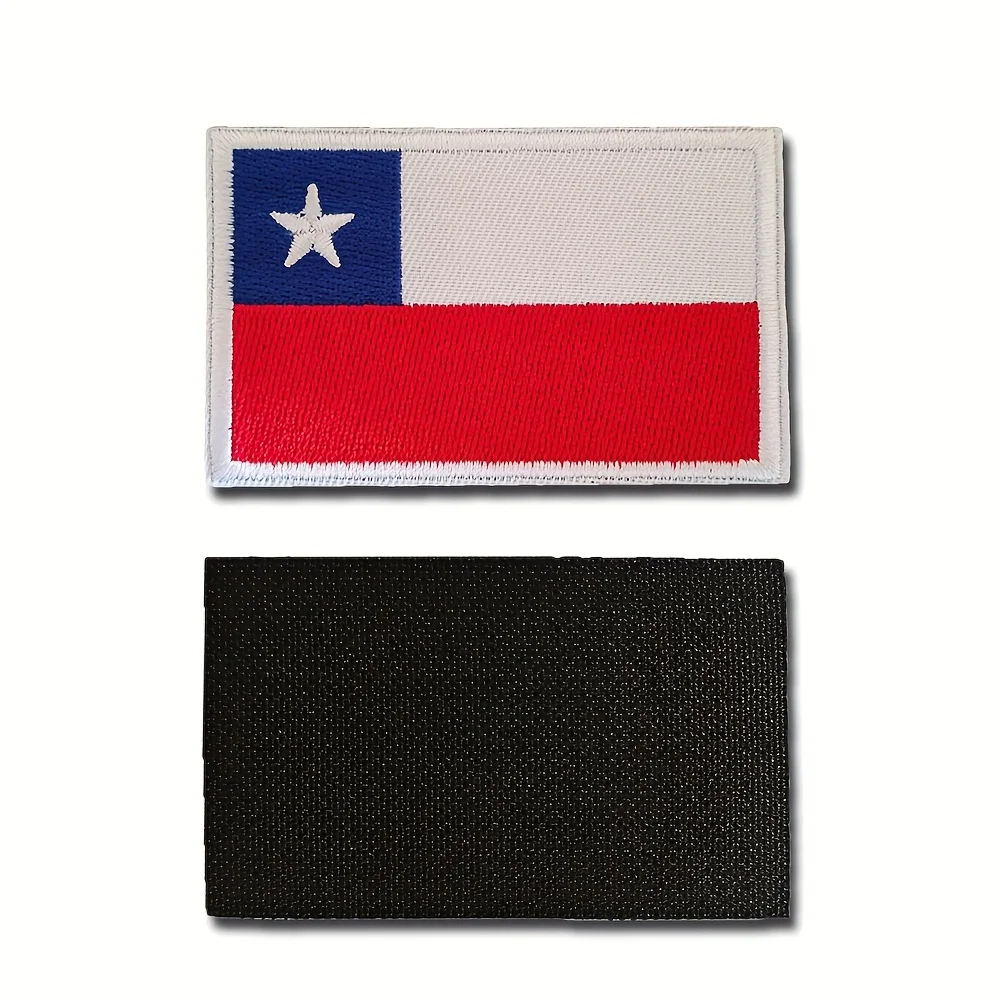 1pc Chile 8*5cm Flag Series Knitted Novelty Patch Embroidered Decorative Clothing Backpack Patches Hook and Loop Badges